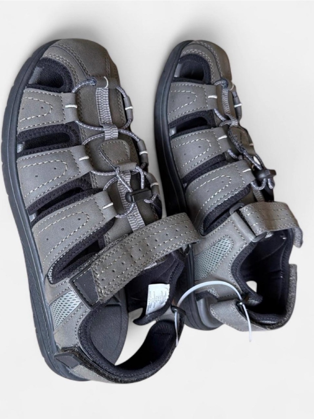 Lands End men’s gray extra wide casual sport closed toe sandal.